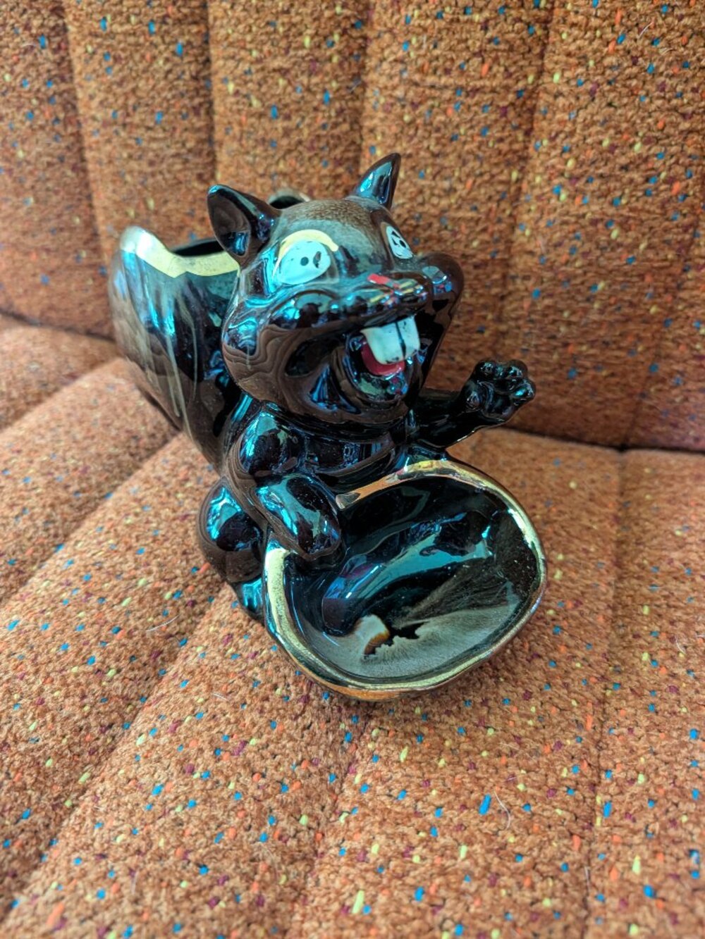 1950's Redware Ceramic Squirrel Planter, Japan